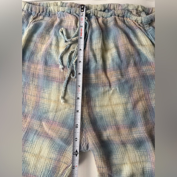 Free People Ruffled Frayed Pastel Plaid Pull On Pants Size XS Mermaid Whimsical - Picture 8 of 10